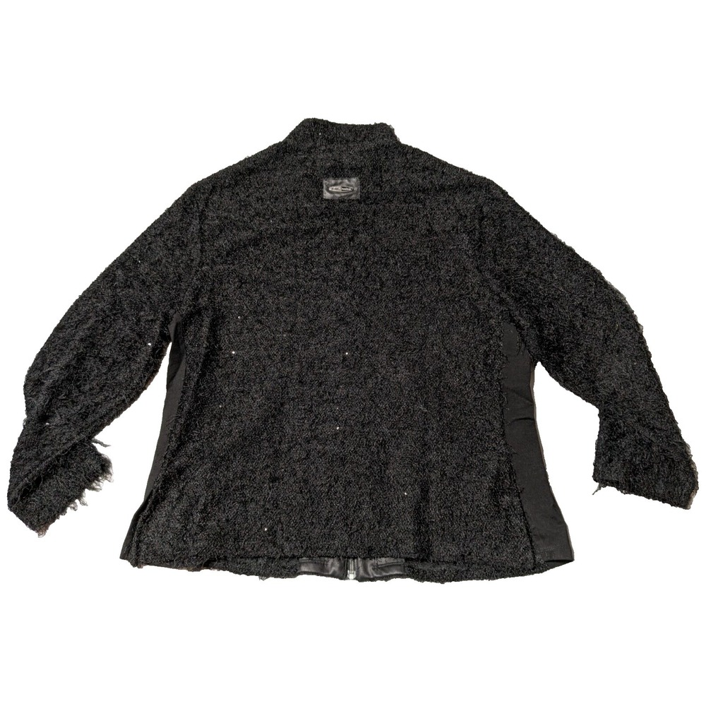 JAMIE SADOCK Women XL Black Fringe Fuzzy Full Zip Long Sleeve Jacket - Picture 2 of 15
